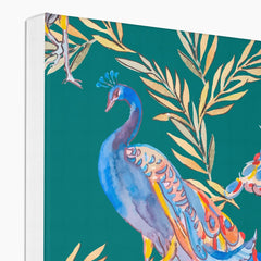 Multicolor & Blue Peacock Seamless Print Canvas