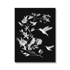 Black & White Sparrow & Hummingbird Canvas