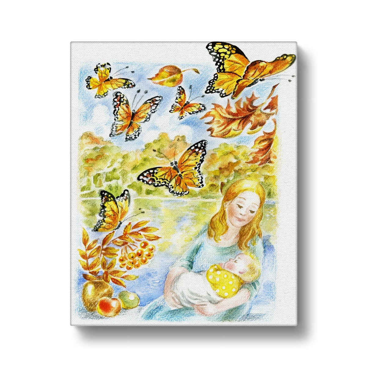 Mother, Baby & Butterflies Canvas