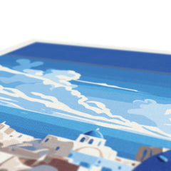 Illustration Of Blue Dome Church Santorini Canvas