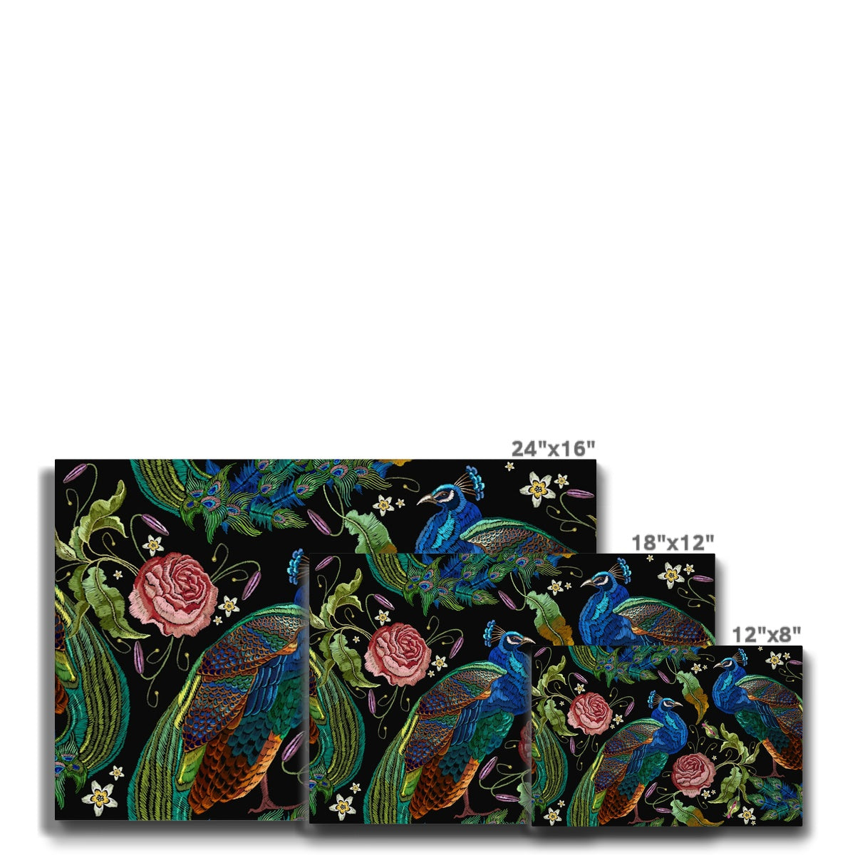 Peacock & Rose Seamless Print Canvas