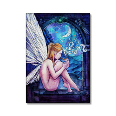 Fairy & Crescent Moon Paint Illustration Canvas