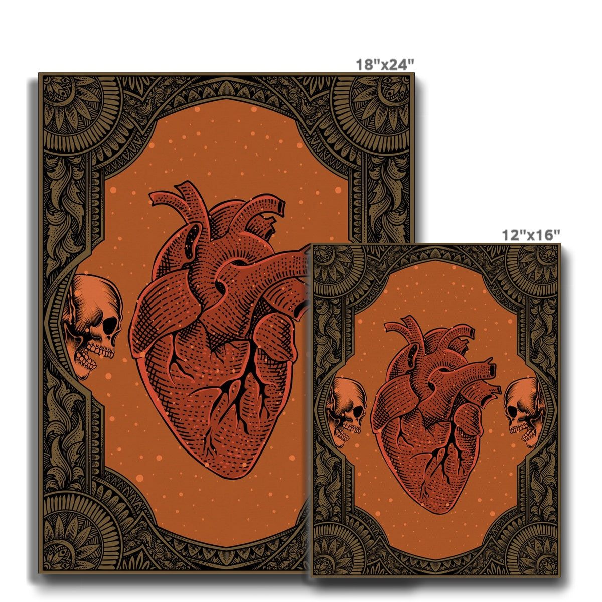 Red Heart & Skull Canvas