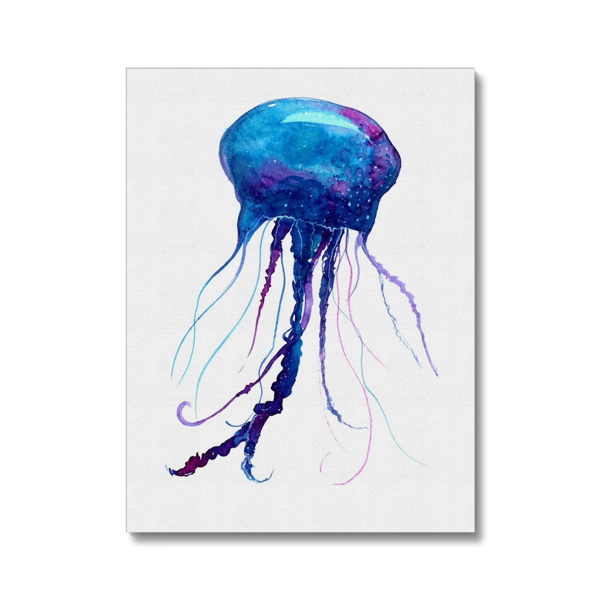 Blue Jelly Fish Watercolor Painting Canvas