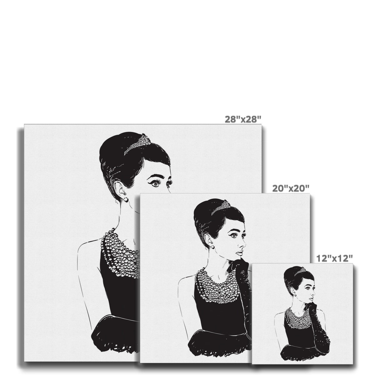 Black & White Audrey Hepburn Illustration Canvas