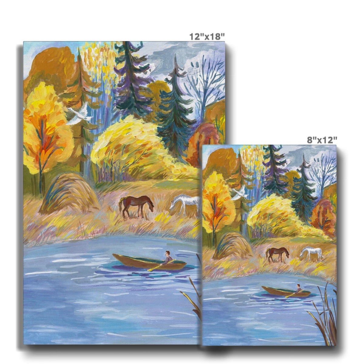 Horses & Lake Canvas