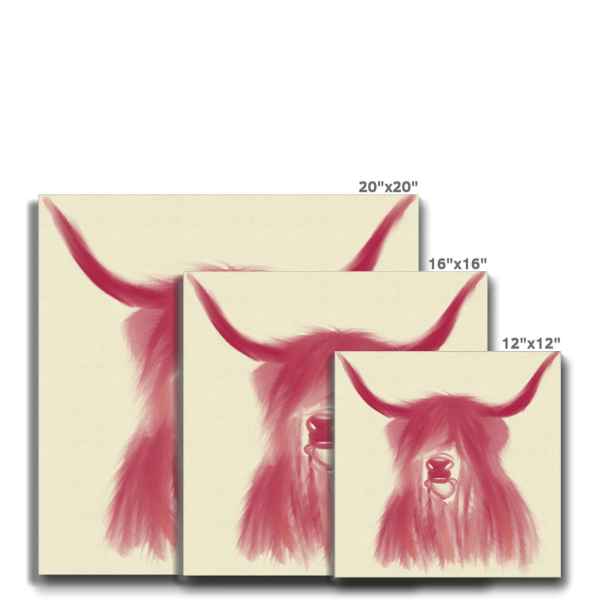 Pink Highland Cow Portrait Canvas