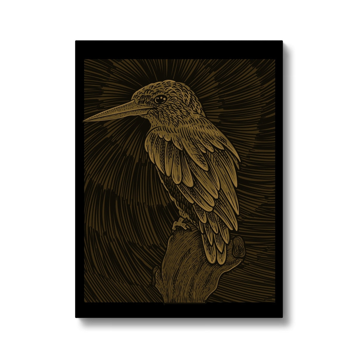 Black & Gold Sparrow Art Canvas