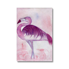 Pink Watercolor Flamingo Portrait Canvas