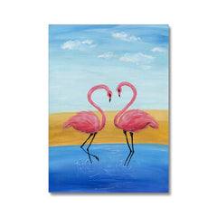 Flamingos In Water Canvas