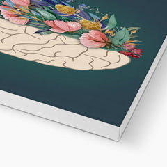 Brain With Flowers , Green Illustration Canvas