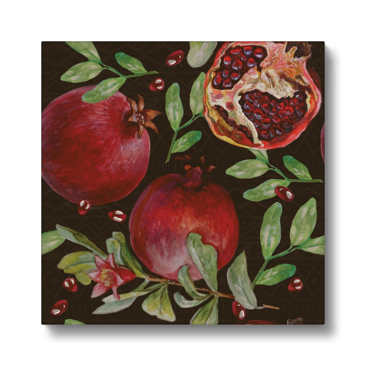 Pomegranates Black Seamless Print Canvas