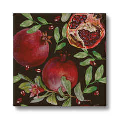 Pomegranates Black Seamless Print Canvas