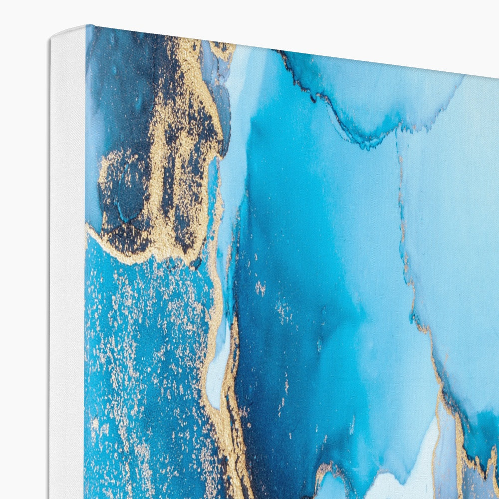 Blue & Gold Abstract Wall Art Canvas