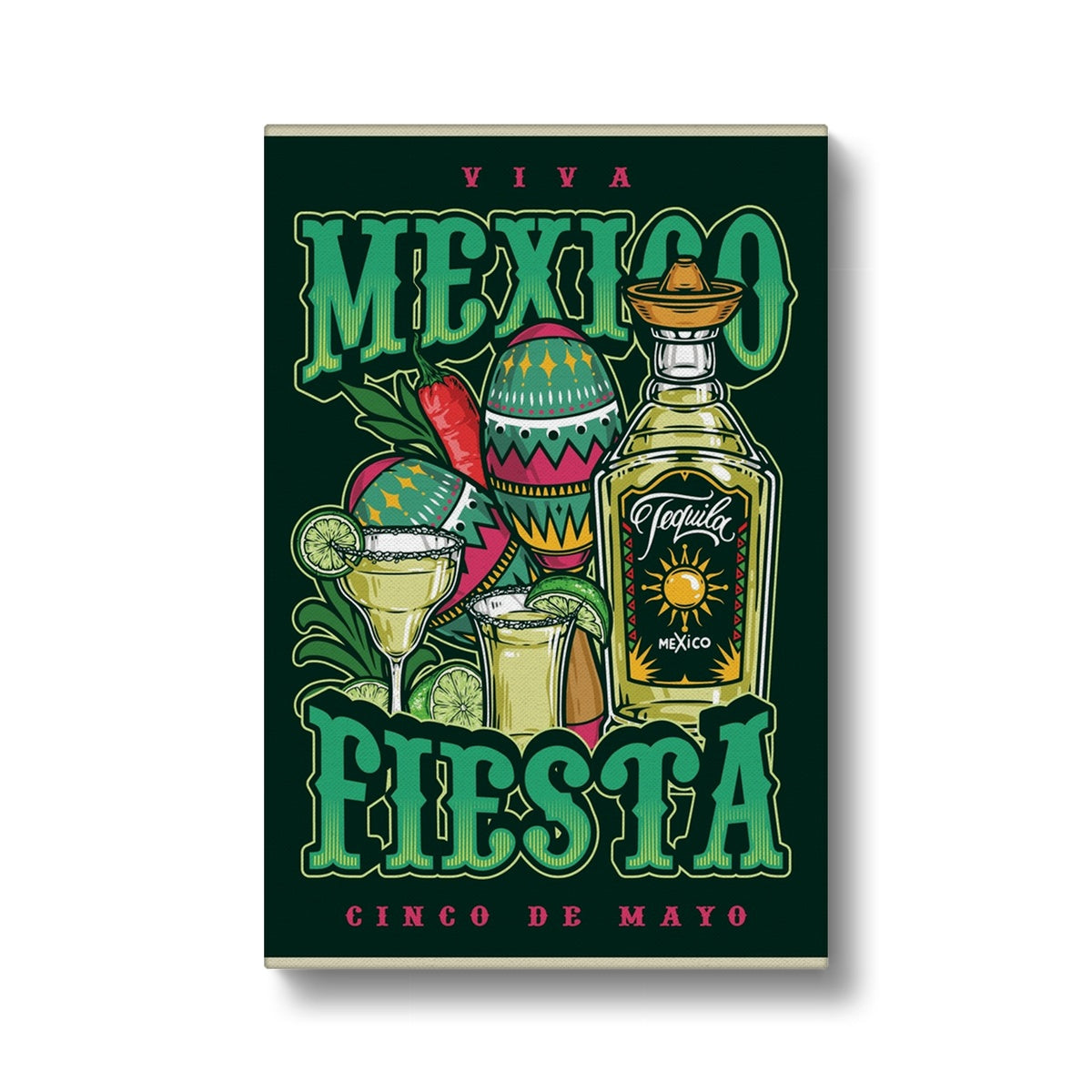 Green Cinco De Mayo Art Canvas