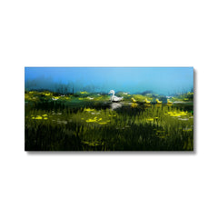 Family Of Ducks In A Brook, Illustration Canvas