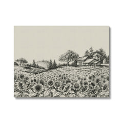 Grayscale Sunflowers Field Canvas