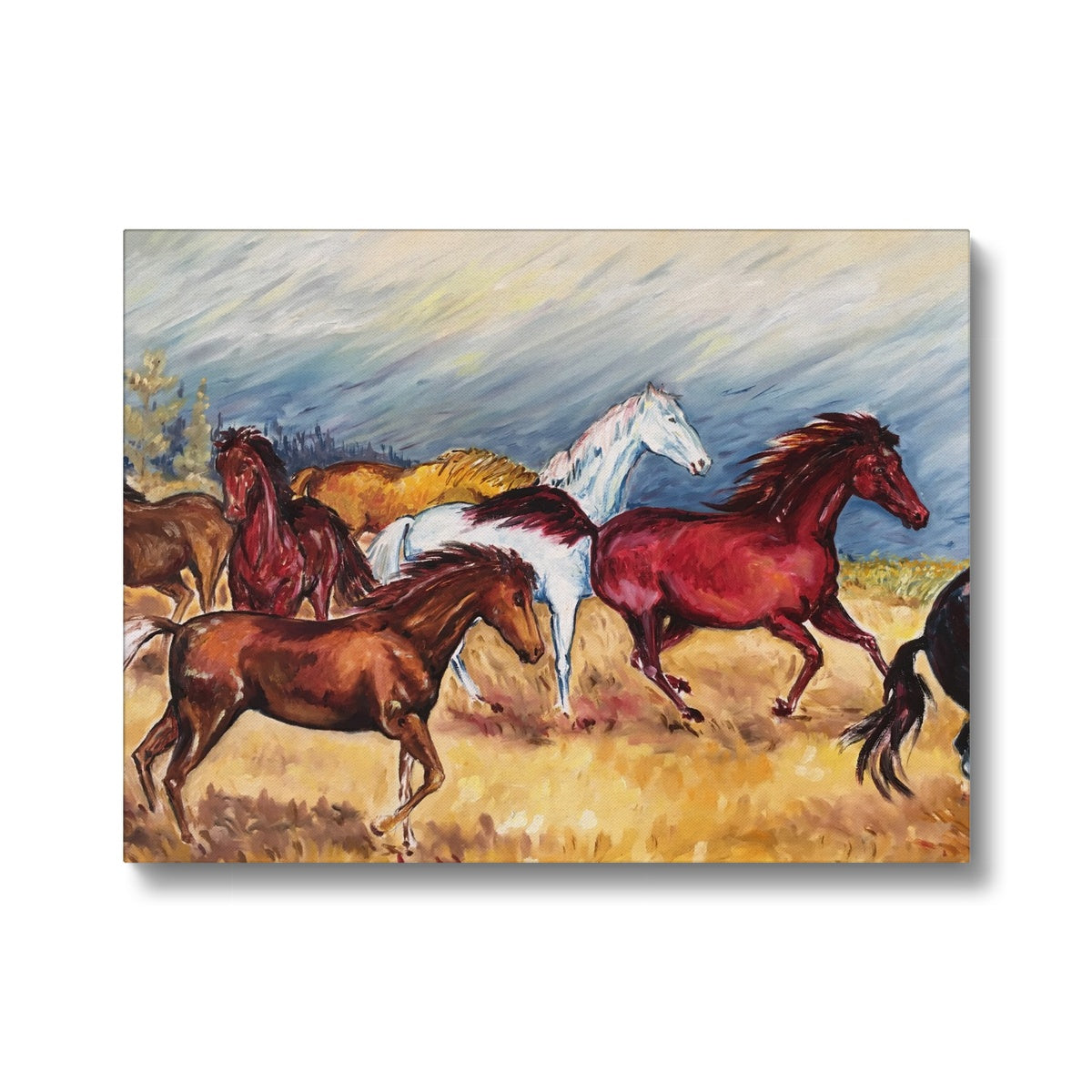 Charming Horse Herd Painting Canvas