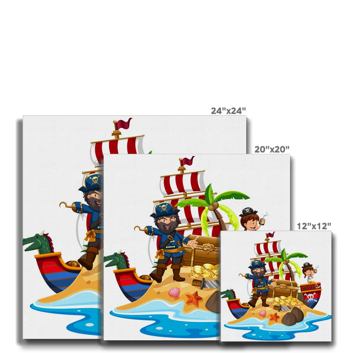 Pirates & Treasures By The Sea Art Canvas