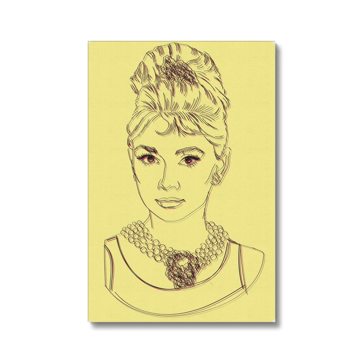 Yellow Audrey Hepburn Portrait Canvas