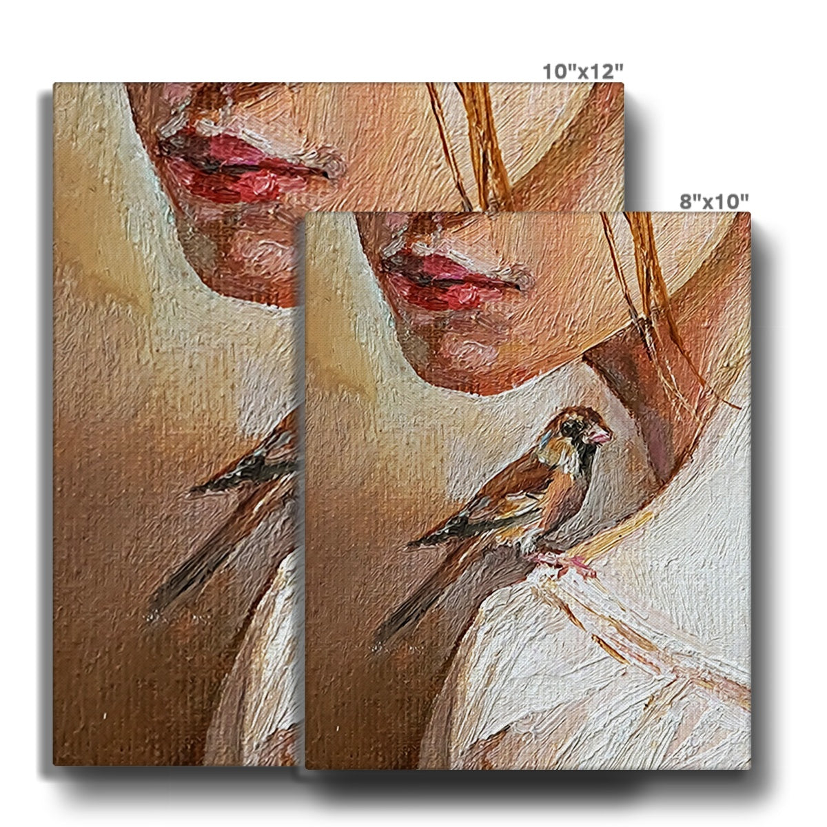 Little Sparrow & Girl Oil Portrait Canvas