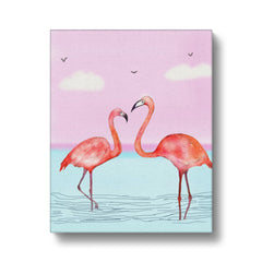 Flamingos & Pink Sky Canvas