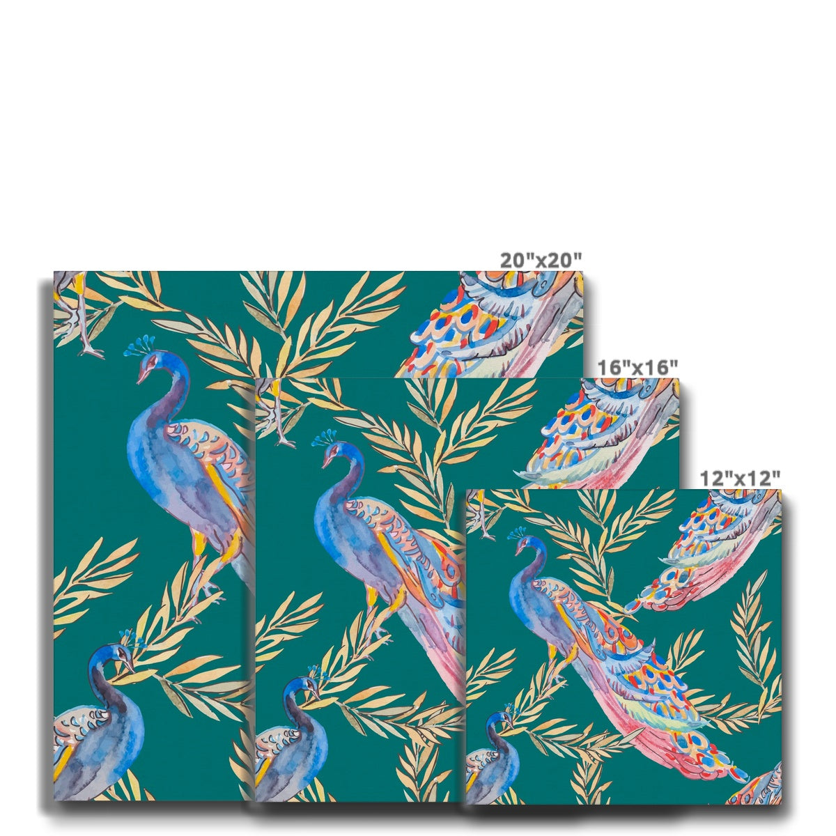 Multicolor & Blue Peacock Seamless Print Canvas