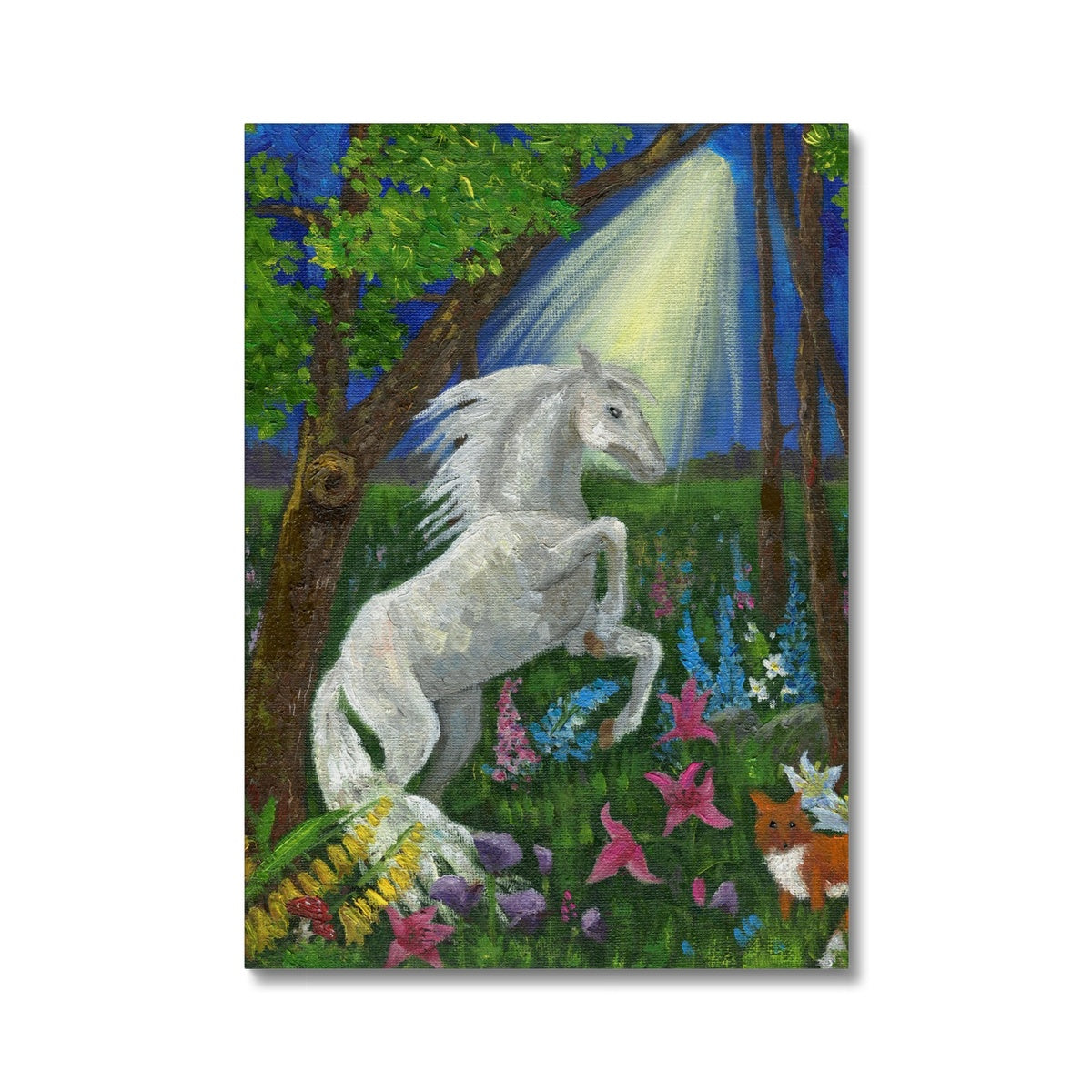 Amazing White Horse Oil Painting Canvas