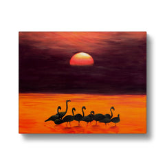 Flamingos & Sunset Canvas