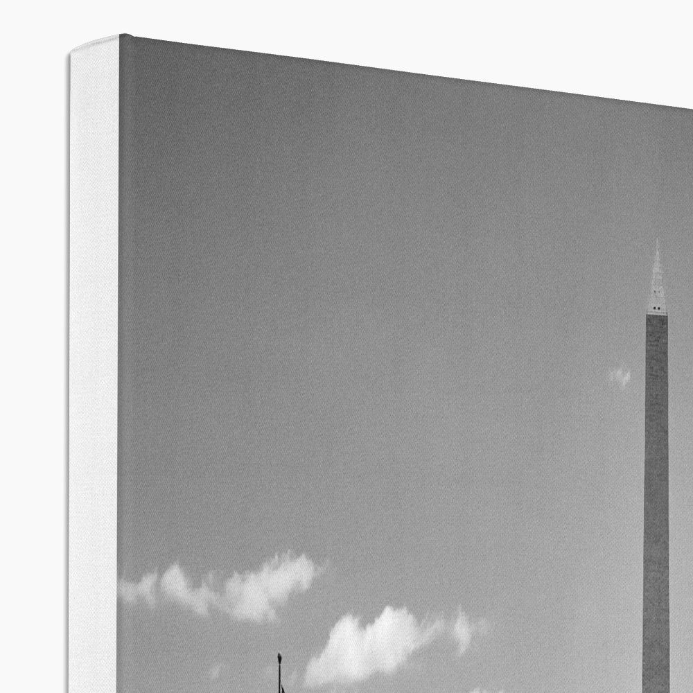 Grayscale Washington Monument Fountain Canvas