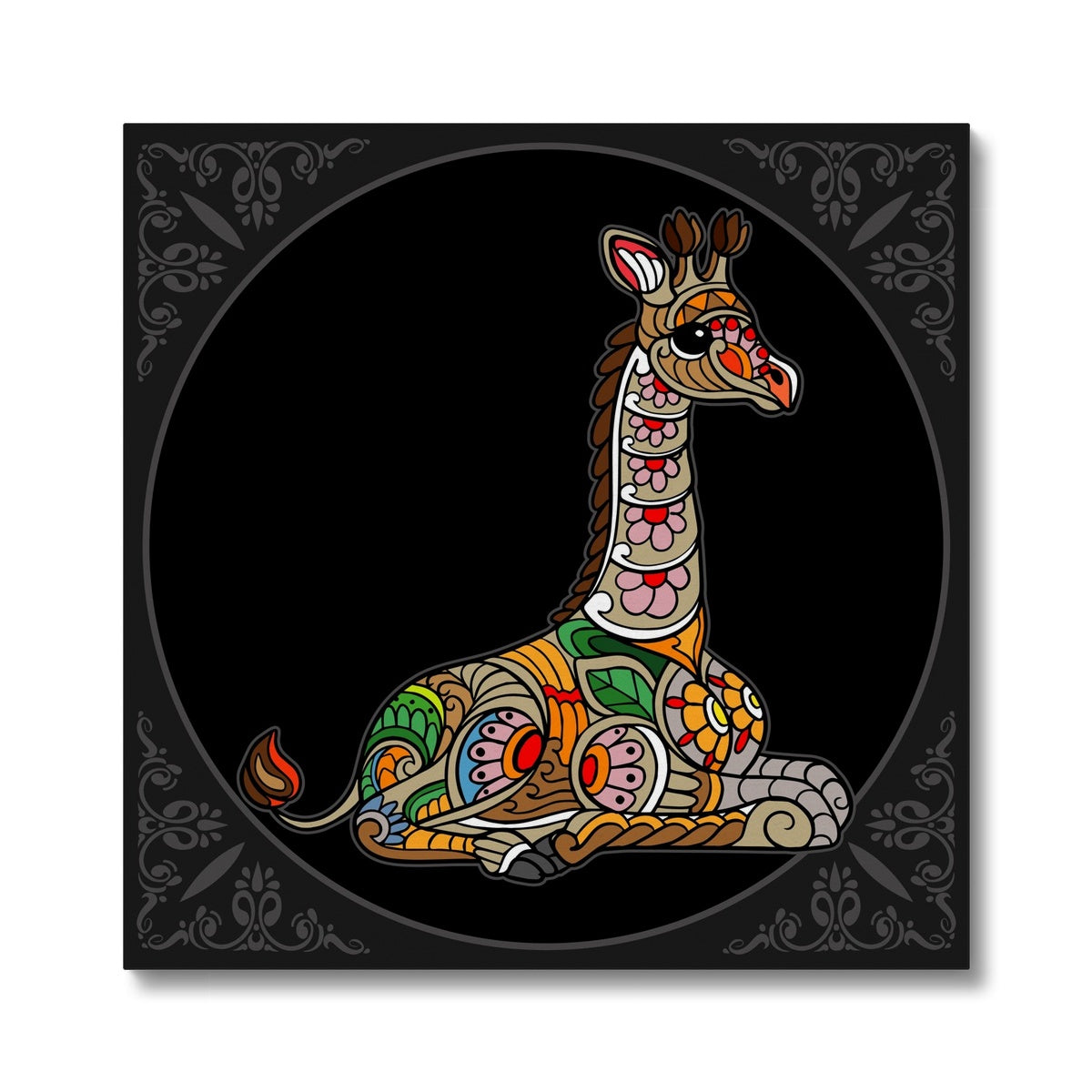 Artistic Giraffe Portrait Canvas