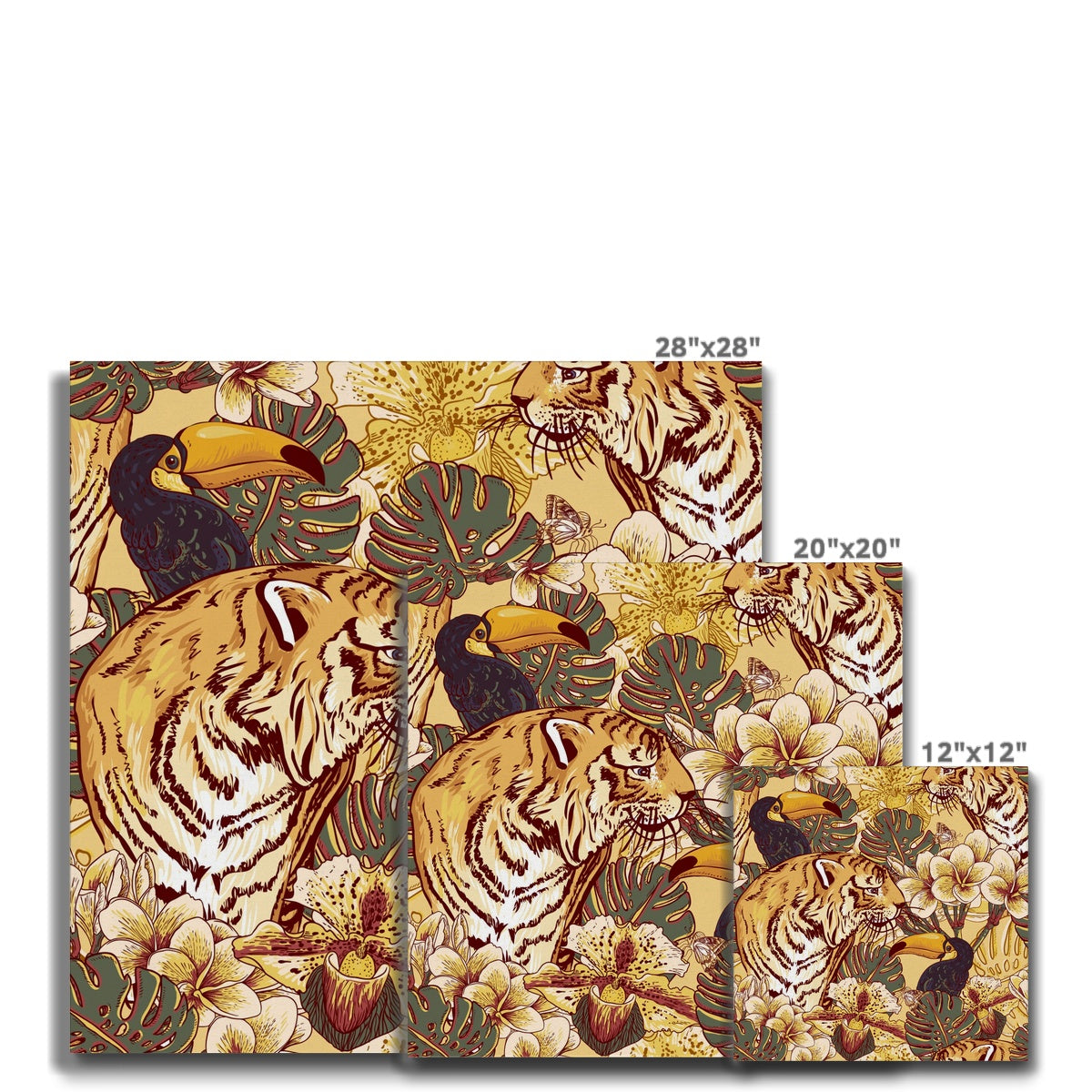 Lion & Toucan Beige Seamless Pattern Canvas