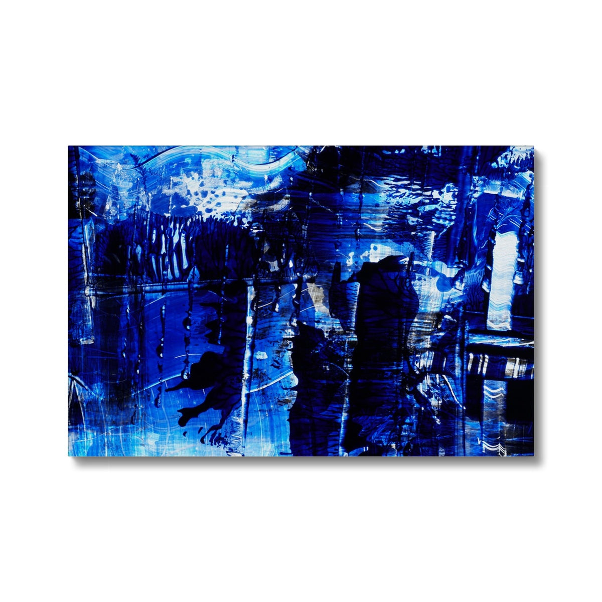 Dark Blue Expressive Abstract Canvas