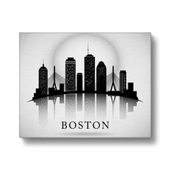 Black & White Boston Wall Decor Illustration Canvas