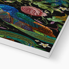 Peacock & Rose Seamless Print Canvas