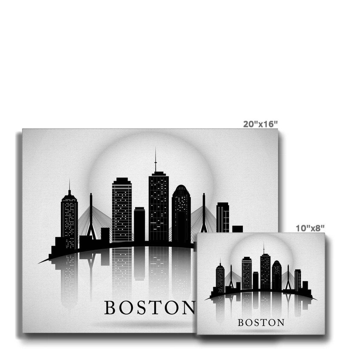 Black & White Boston Wall Decor Illustration Canvas