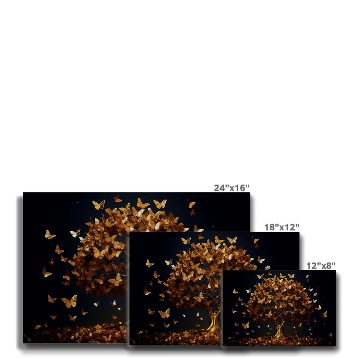 Golden Butterfly Trees Canvas