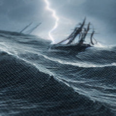 Ship In The Raging Stormy Sea Illustration Canvas