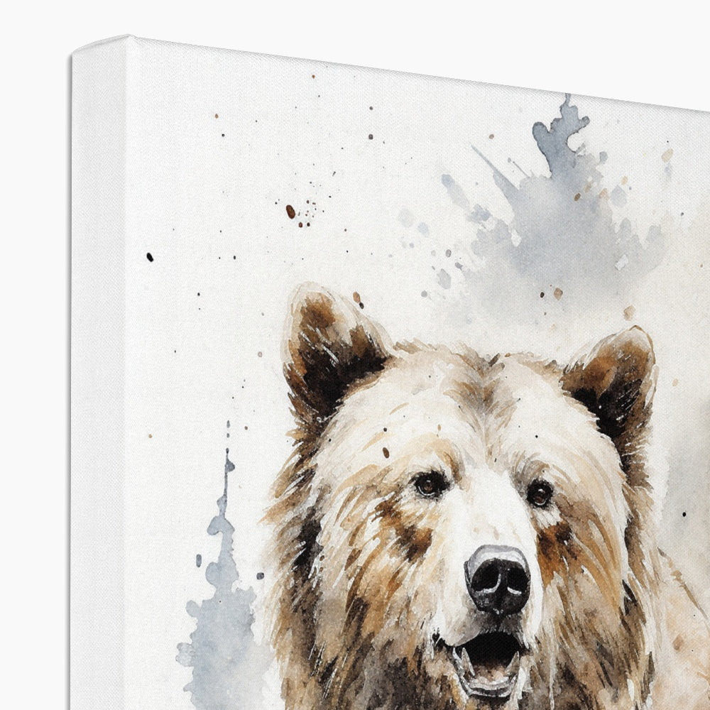 Grizzly Bear Watercolour Art Canvas