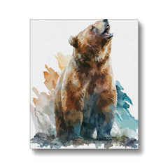 Incredible Grizzly Bear Watercolour Art Canvas