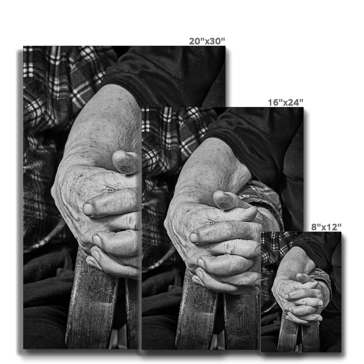 Greyscale Old Couple Holding Hands Canvas