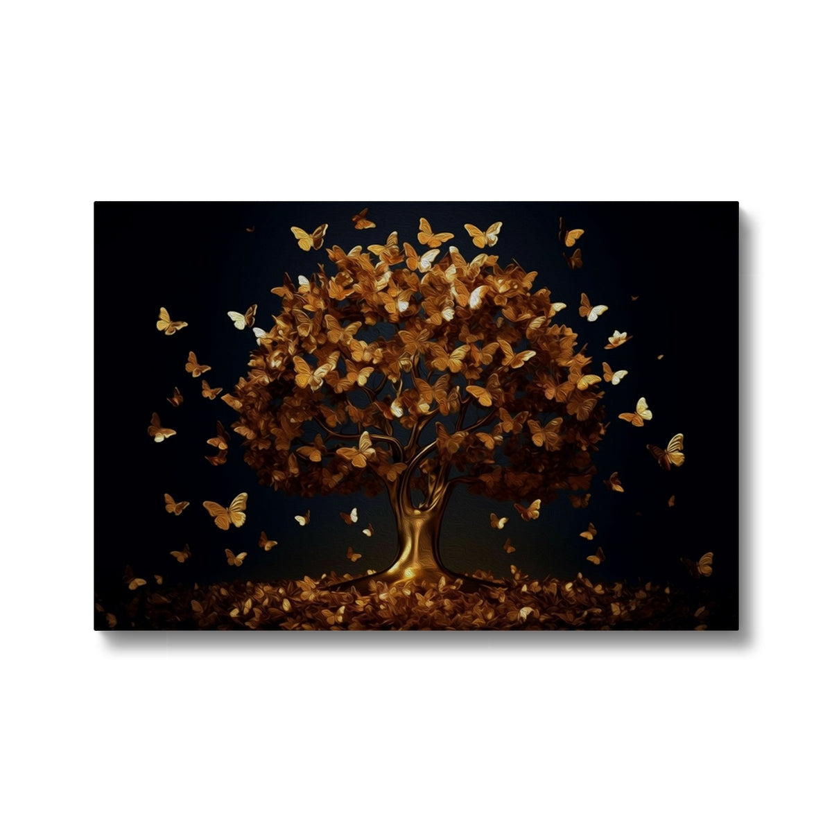 Golden Butterfly Trees Canvas