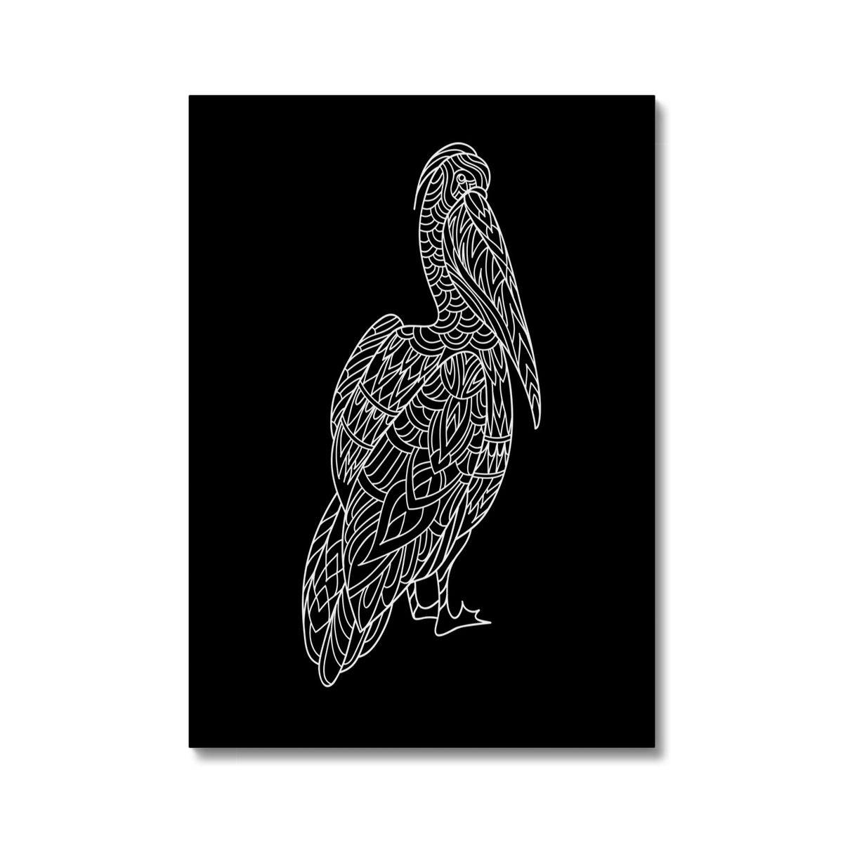 Black & White Pelican Illustration Canvas