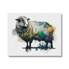 Light Blue Sheep Water Painting Canvas