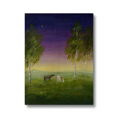 Horses In The Field Canvas