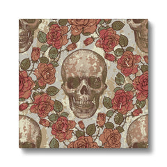 Skulls & Red Roses Canvas