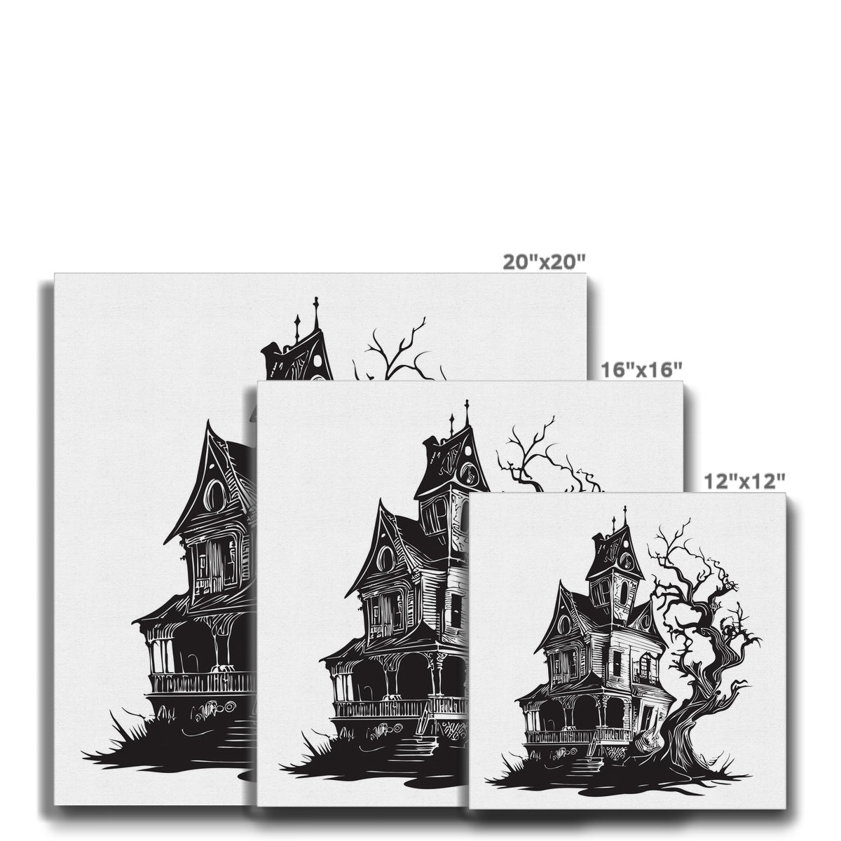 Haunted House Sketch Canvas