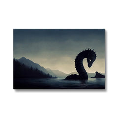 Black Loch Ness Monster Illustration Canvas