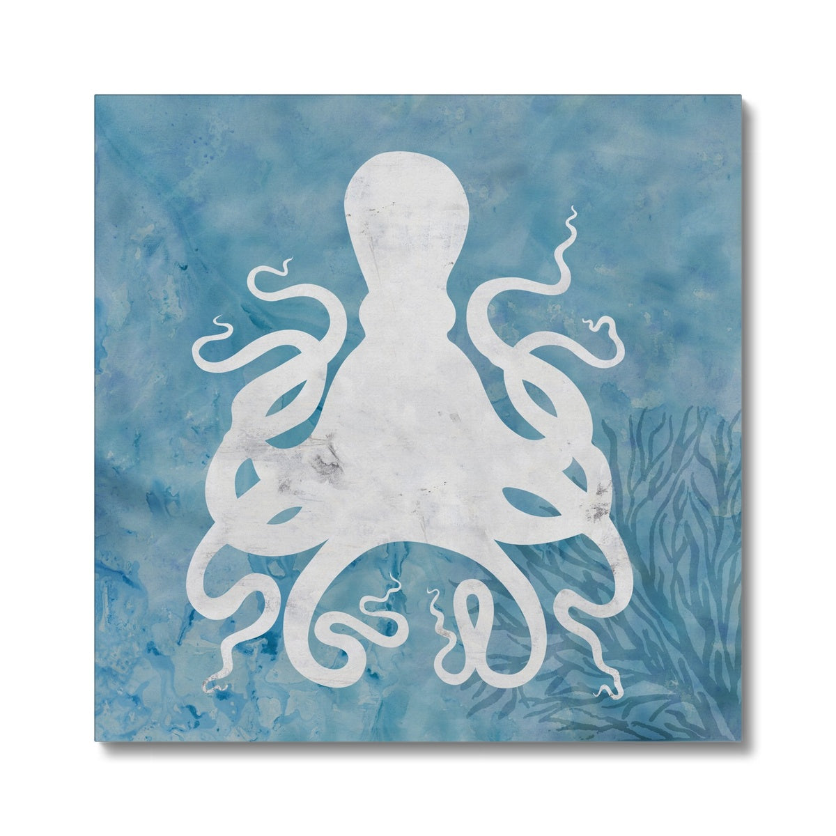 White & Blue Octopus Painting Canvas