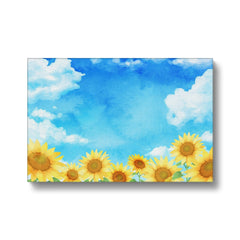 Sunflower Field & Blue Cloudy Sky Canvas